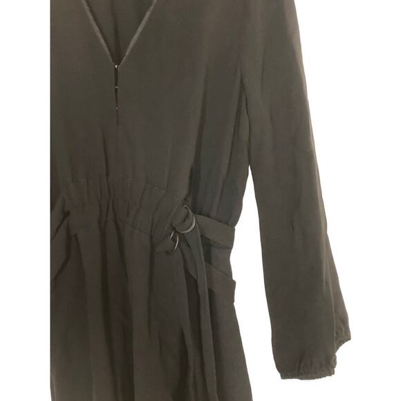 Shoshanna Waldorf Dress Cinched Waist Long Sleeve V-Neck Knee Length Black 4 - Picture 6 of 13